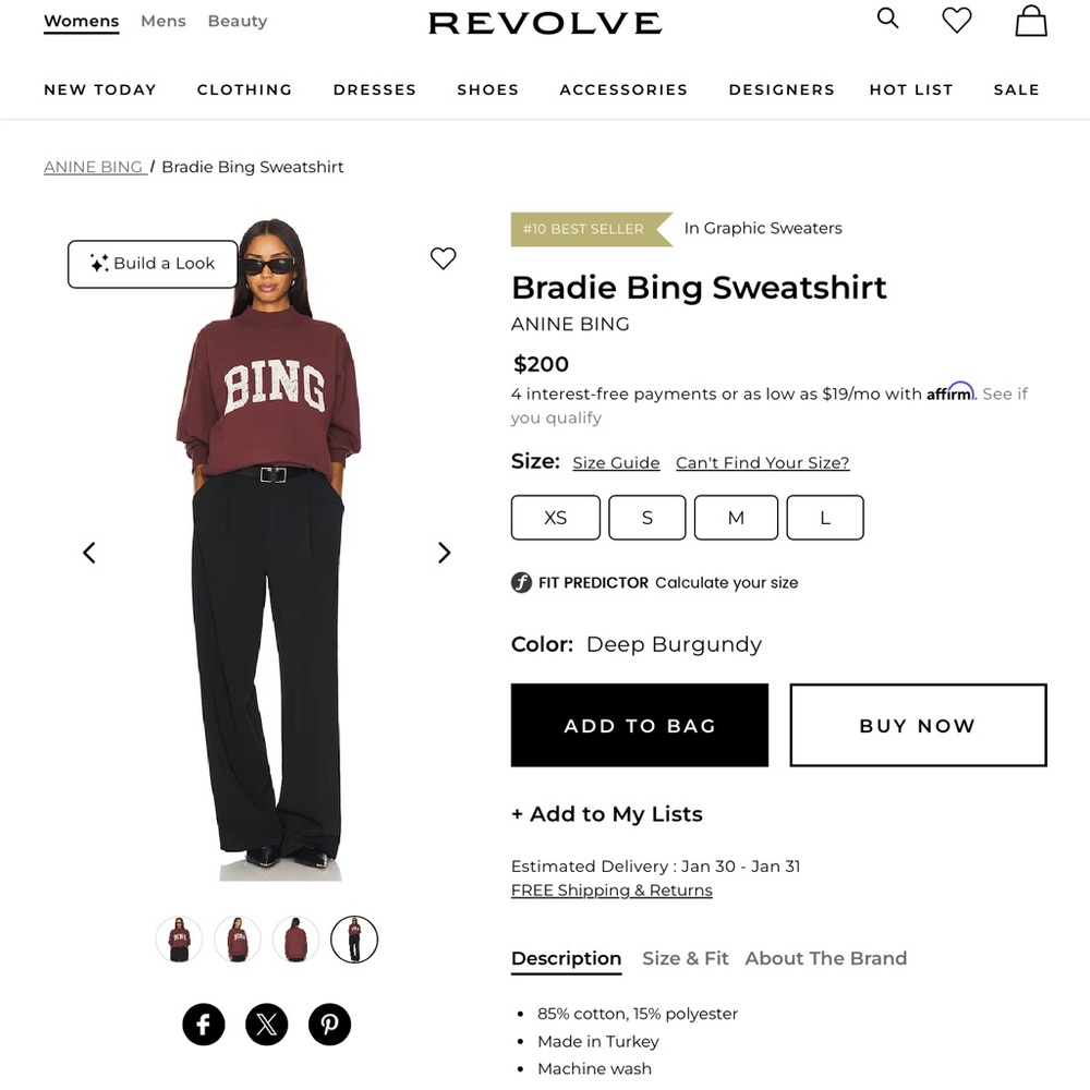 Anime Bing Deep Burgundy Brandie Sweater